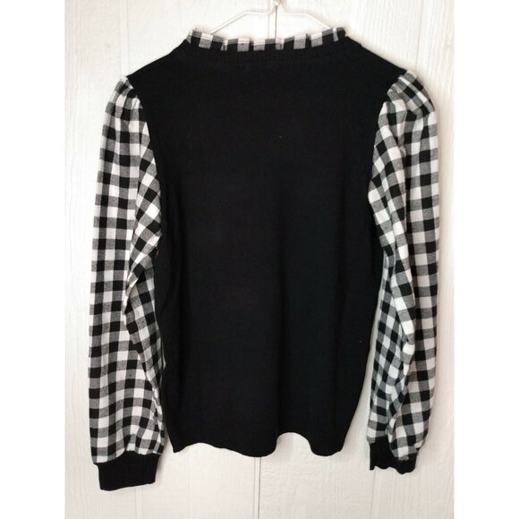 GRACE KARIN Womens S Stretchy Black & White Long Sleeve Pullover Sweater Blouse - Picture 2 of 5